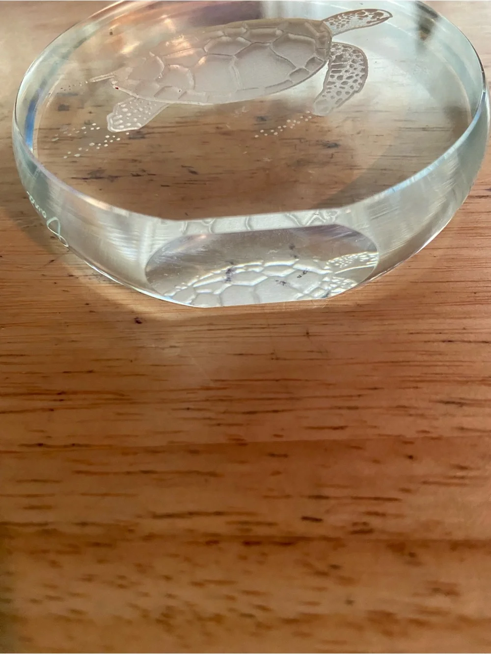 Clear Turtle Paperweight Signed David Alan
